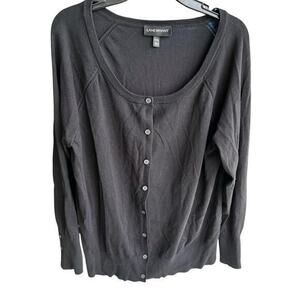 LANE BRYANT Black scoop neck  button lightweight sweater plus sz 2X XXL 18/20